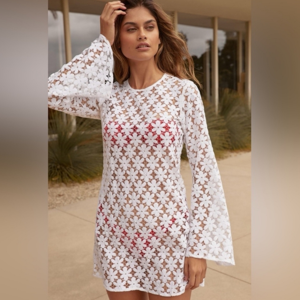 Beach Riot White Floral Swim Coverup